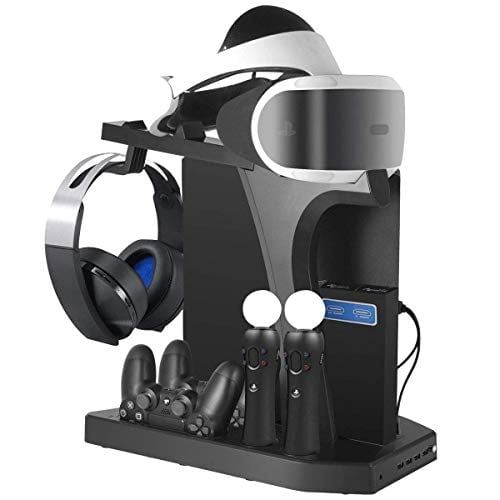 Fisound Multifunction Vertical Stand For Ps4 Slim Pro Psvr Psvr2 Charging Station Cooling Fan Cooler Headset Storage Holder Walmart Com