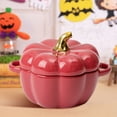 thumbnail image 4 of Pumpkin Bowl with Double Handles Stackable Ceramic Pumpkin Soup Bowls Glossy Enamel Pumpkin Snack Container for Baking Serving Halloween Gift, 4 of 8