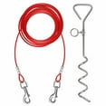 thumbnail image 1 of Cable de amarre para perros de 20 pies con estaca cromada antioxidante de 16 pulgadas – Cadena para perros resistente perfecta con estaca para perros para patio al aire libre, camping y jardín, compat, 1 of 5