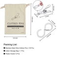 thumbnail image 2 of Pinzas para ropa MATIMASU de acero inoxidable, 50 unidades con bolsa de almacenamiento, 2 of 7
