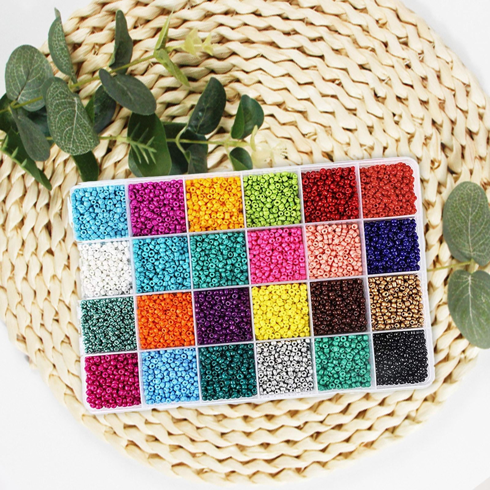 Milageto 14400pcs Glass Round Beads Loose, Small Beads Multicolor Craft Round Beads, for