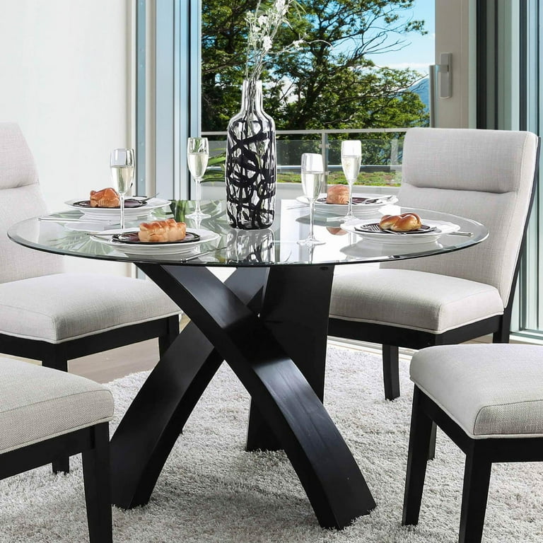 Furniture of america evans round glass dining table deals