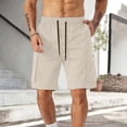 thumbnail image 2 of Men's Cargo Shorts Summer Oversized Pants Elastic Waist Large Size Outdoor Jogging Sweatpants Trend Multi Pockets Men Clothes Beige 2XL, 2 of 5