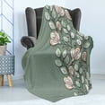 thumbnail image 4 of Bohem Soft Flannel Fleece Throw Blanket, Floral Theme Romantic Spring Flowers and Leaves Graphic Nature Pattern, Cozy Plush for Indoor and Outdoor Use, 50" x 60", Green Reseda Green, by Ambesonne, 4 of 5