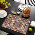 thumbnail image 3 of Orange Ethnic Rhombus Pattern Summer Placemats Table Placemats Set Of 6-Linen Kitchen Washable Placemats Table Mats 11.8"x17.7" Non-Slip Heat Resistant, 3 of 5