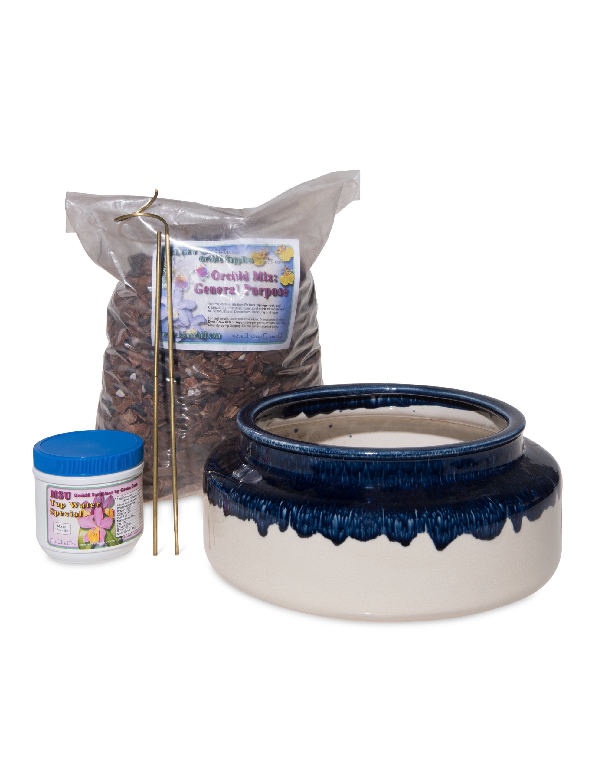 Short Kennebunk Ceramic Orchid Cachepot Kit by