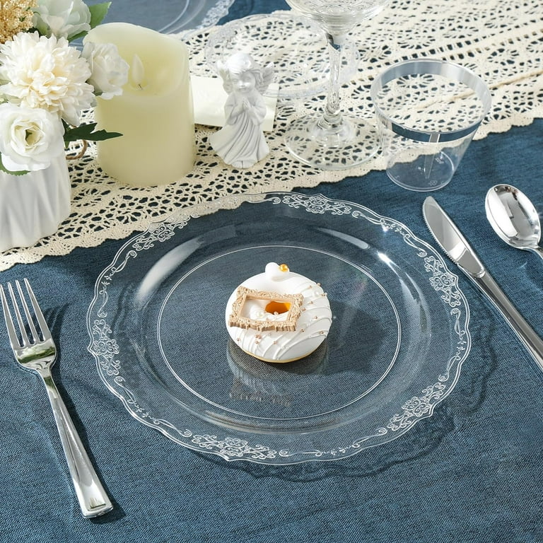 100 Pieces Clear Plastic Plates inch Clear Dinner
