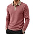 thumbnail image 2 of Mens Long Sleeve Polo Shirts Fashion Casual Raglan Button Polo Tee Collared Golf Shirt M, 2 of 6
