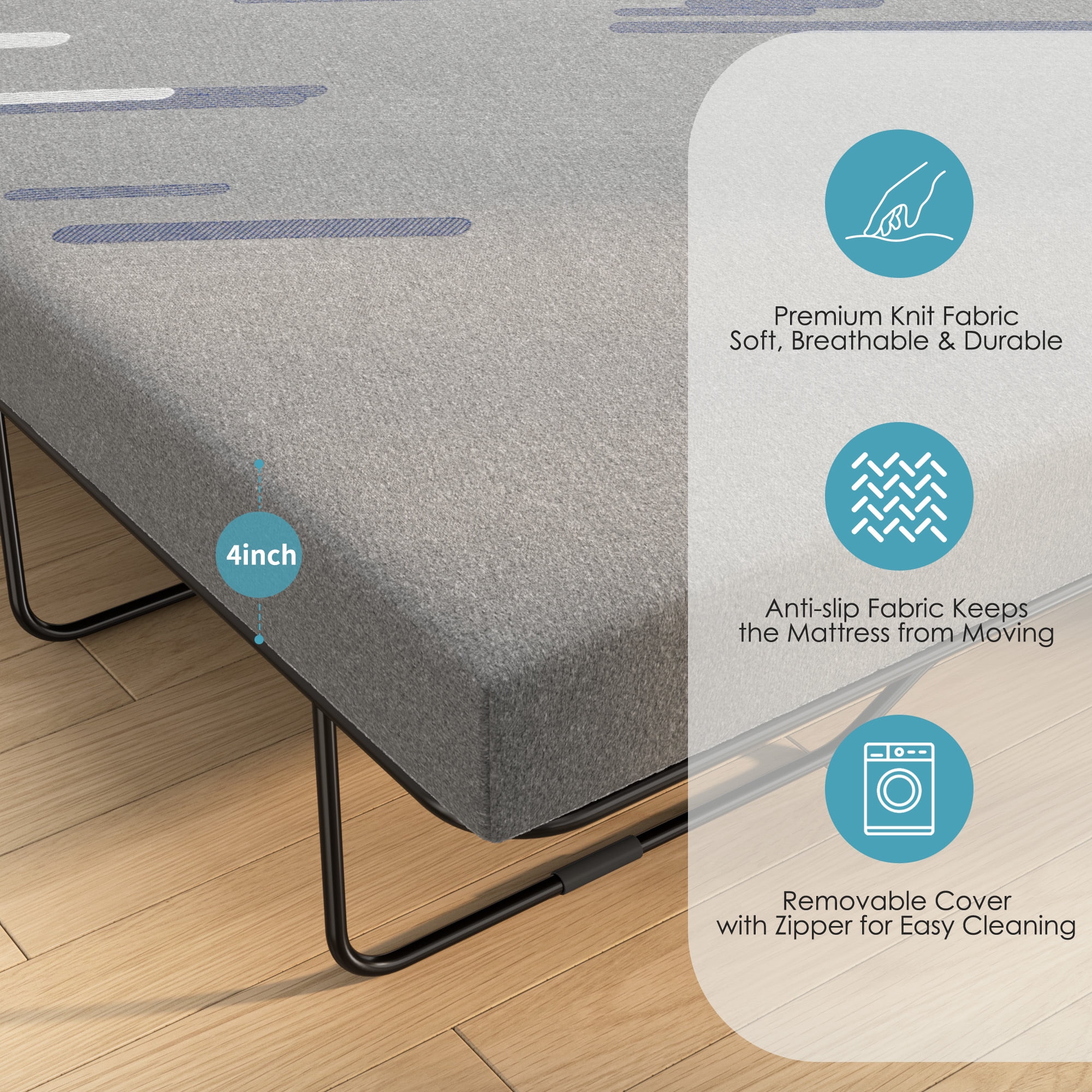 4 inch Full Size Mattress, Gel Memory Foam Mattress with Removable Washable Cover,  Pull Out Queen Sleeper Sofa Mattress for RVs,Daybeds,Boats&Guest Rooms(Sofa Not Included)