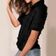 thumbnail image 5 of Qarigey Blusa de gasa casual para mujer Camisa de manga corta con botones Prendas para la parte del cuerpo negro XXL, 5 of 7