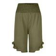 thumbnail image 2 of Tdoqot Womens Trendy Ruffle Shorts- Elastic Waist Casual Baggy Summer Vacation Beach Shorts Army Green Size M, 2 of 2
