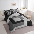 thumbnail image 3 of Homewish Meodern Geometric 7-Piece Twin Bedding Sets,Square Pattern Bedding Comforter Set,Gray Black Sheet Sets For Men Women,Luxury Bedroom Decor Reversible, 3 of 8