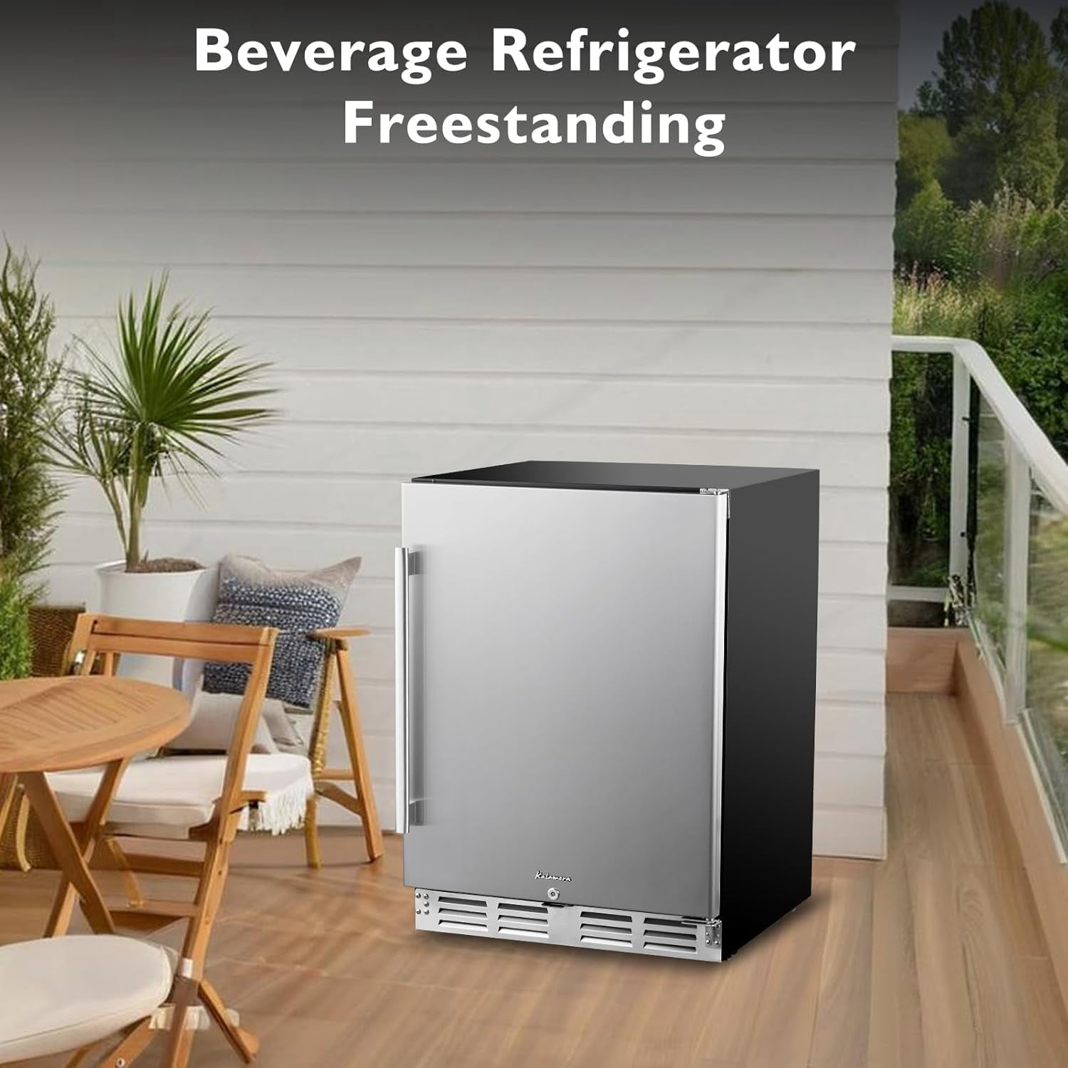 KRC-150BF Stainless Steel Counter Cooler 32-41℉ Temperature Range 24-inch Cooler Embedded or Stand-alone Mini Refrigerator For Kitchen\Bar\Room...