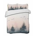 thumbnail image 2 of Rustic Foggy Forest Queen Size Down Alternative Comforter, Lightweight Comforter Quilt Bedding Set with Pillow Shams Watercolor Trees Birds Landscape All Seasons Bed Comforter Duvet Insert 90"x96", 2 of 7