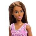 thumbnail image 3 of Barbie Fashion Doll in Barbiecore-inspired Outfit with Pink Heels and Pink Patterned Dress, Brunette, 3 of 7