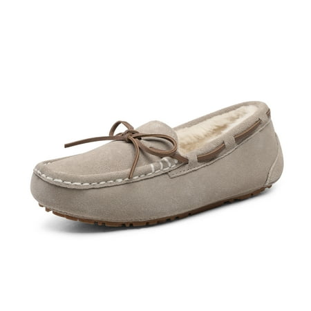 

DREAM PAIRS Women s Moccasin Faux Fur Suede Slippers Comfort Slip On House Slippers For Women Winter Warm Shoes AUZY-02 SAND Size 12