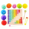 thumbnail image 2 of Wooden Go Games Set Dots Beads Board Games Toy Rainbow Clip Beads Puzzle, 2 of 8