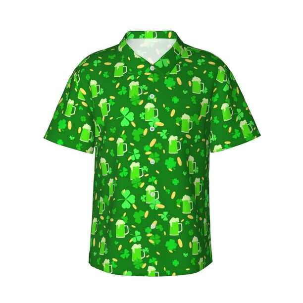 Balery St Patrick's Day2 Camisas hawaianas de manga corta para hombre, camisas playeras de corte holgado, camisas de vacaciones con botones,Large