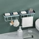 thumbnail image 5 of Wall Mount Soap Dish Holder with Towel Rack and Hooks for Bathroom Kitchen Dormitory Plastic Storage Organizer 1-Pack, 5 of 6
