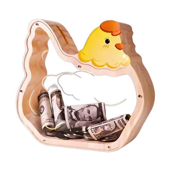 Crazyview Wooden Dinosaur Piggy Bank,Cute Money Bank for Boys and Girls, Unbreakable Wood Coin Bank, Creative Saving Money Jar Personalized Present for Child Birthday & Decor