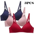 thumbnail image 2 of ATOYSOY 3 Pack Everyday Bra Solid Color Bow Comfort Bra Bralette Underwear Teens Breathable Push Up Workout Wireless Small Cup L, 2 of 6