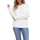 thumbnail image 1 of Suéter básico de manga larga de cuello redondo para mujer Inspire Chic, suave, de otoño, talla XS, color blanco, 1 of 6