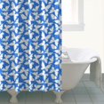 thumbnail image 4 of Blue White Butterfly Pattern Shower Curtain 84"x72" ,Bathroom Decorative Shower Curtains Set with 12 Hooks,Modern Waterproof Washable Shower Curtain, 4 of 6