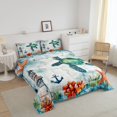thumbnail image 3 of Erosebridal Green Sea Turtle Bedding Queen Comforter Set, Sailing Anchor Down Comforter, Lighthouse Decor, Microfiber, 3 of 7