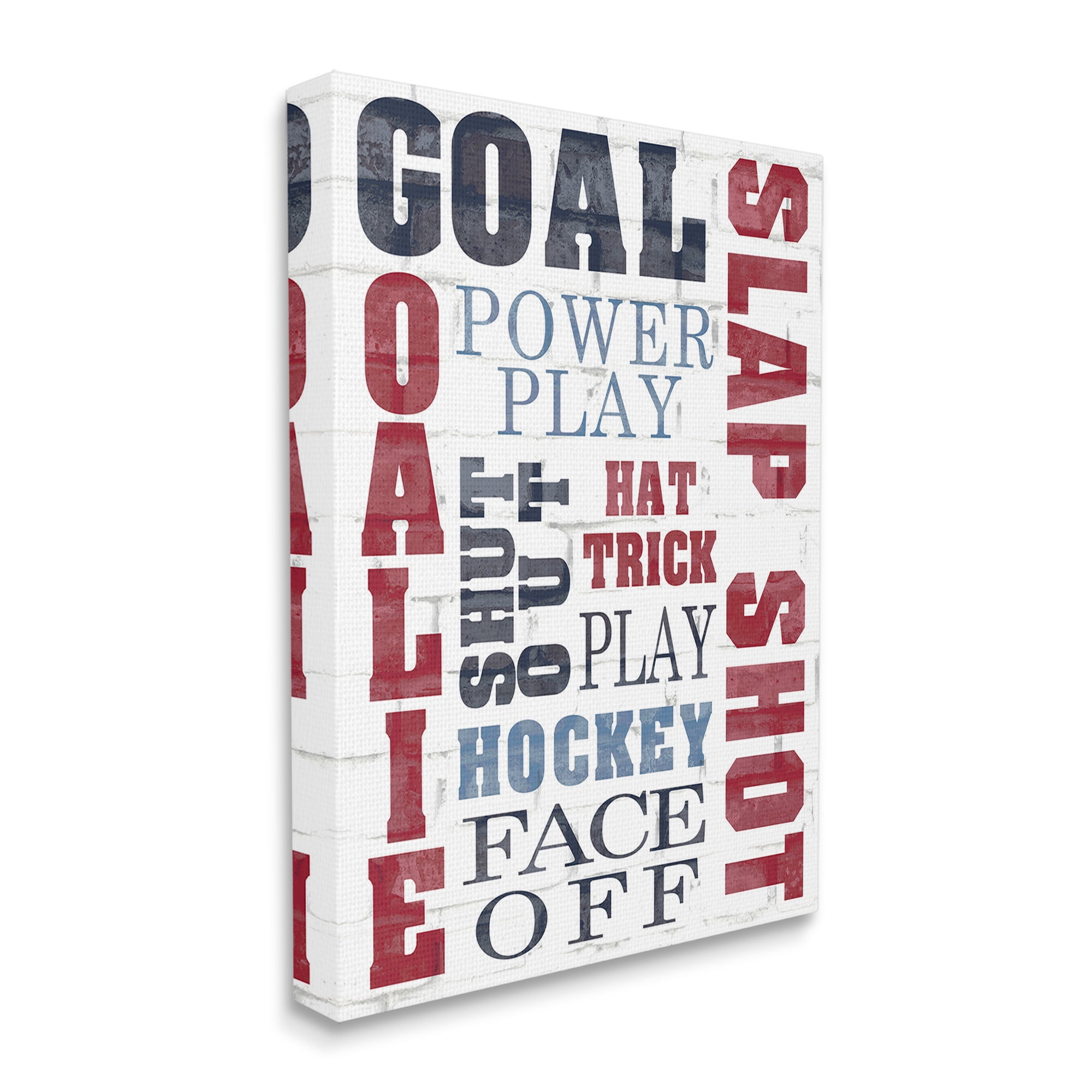 Stupell Industries Patterned Hockey Phrases Sports Painting Gallery Wrapped Canvas Art Print Wall Art, 36 x 48