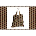 thumbnail image 2 of Earth Tones Shopping Tote Bag, Lozenge Pattern in Patchwork Style Striped and Floral Rhombus Brown Shades, Sturdy Fabric Foldable Lightweight Market Bag for Daily Use, Brown Yellow, by Ambesonne, 2 of 4