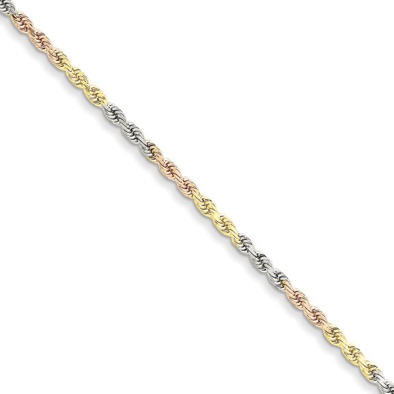 Beautiful 14k Tri-Color 2.9mm D/C Rope Chain