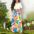 thumbnail image 2 of DeHolifer Dresses for Girl Summer Lightweight Floral Printed Crewneck Short Sleeve Loose Midi Dresses,9 Years, 2 of 5
