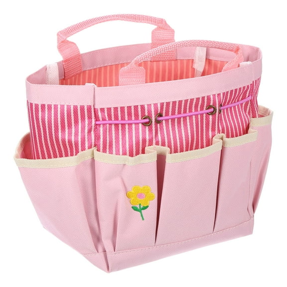 Uxcell Garden Tool Bag 17cm x 10cm x 24.5cm Oxford Large Bag with Pockets Garden Tote Bag, Pink