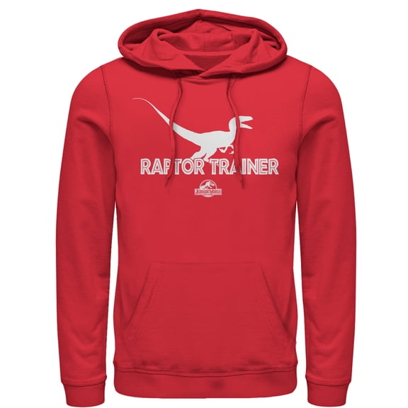 Men's Jurassic World Raptor Trainer Silhouette  Pull Over Hoodie Red Large