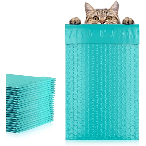 Poly Bubble Mailers, Teal Padded Shipping Envelopes with Self Seal Feature, 400 count, 4 x 7 in