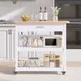 thumbnail image 2 of VECELO Rolling Kitchen Island Cart with Drawer & Power Outlet, Microwave Oven Stand with 3 Shelves and Worktop, White, 2 of 11