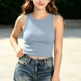 thumbnail image 5 of akafmk Teen Girls Tank Tops Ribbed Knit Crop Tops Slim Crewneck Casual Summer Sleeveless Tops 9-14 Years, 5 of 7