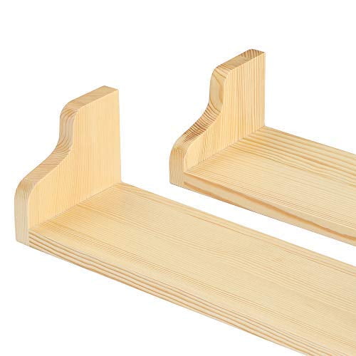 NEX Floating Shelves Wall Shelves Metal Brackets Wall Mounted Rustic Wood Shelves Set of 3 Pale Yellow (NX-HK89-32)
