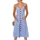 thumbnail image 1 of Vestido Midi Elegante Vestido ajustado de mujer estilo bohemio a rayas de un solo pecho sin espalda traje diario Ygjytge Azul Y Blanco Xxxl para Mujer, 1 of 1