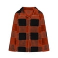 thumbnail image 3 of Women Full Zipper Plaid Jackets Fleece Solid Color Long Sleeve Coats Casual Thickened Thermal Outerwear Orange XXL, 3 of 4