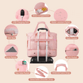 thumbnail image 5 of 3Pcs Travel Duffle Bag, Tote Gym Bag with Shoes Compartment & Shoes Bag, Weekender Overnight for Women with Wet Pocket & USB Charging Port, Carry On Bag for Women, Travel, Gym, Weekend, Pink, 5 of 7