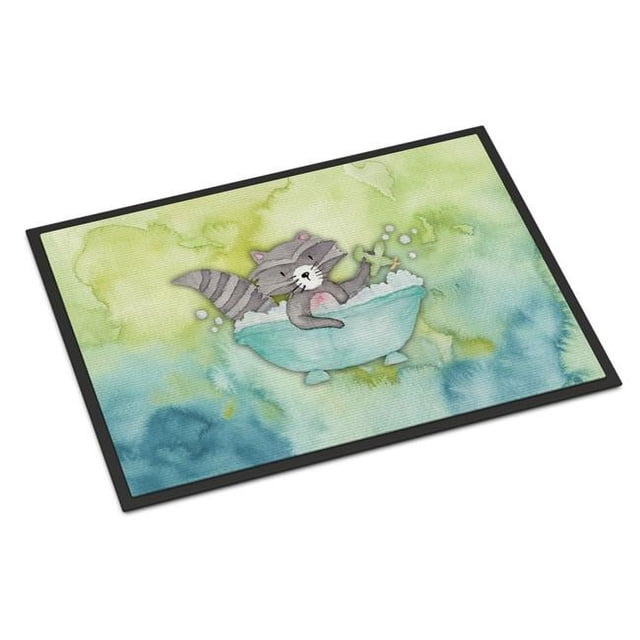 Carolines Treasures BB7345MAT 18 x 27 Po. Tapis de Bain Aquarelle Intérieur Ou Extérieur Raccoon