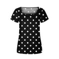 thumbnail image 4 of TIHLMK Women Shirts and Blouses Black Women's Fashion Comfortable Casual Square Neck Short Sleeve Print Top Blouse Gift for Womens Tops, 4 of 5