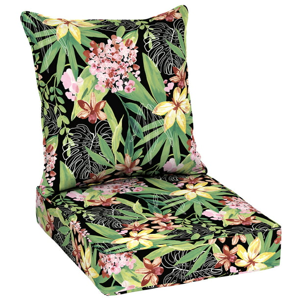 Better Homes Gardens Black Tropical, Better Homes And Gardens Deep Seat Cushions Black