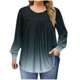 thumbnail image 2 of Women's Plus Size Tops Long Sleeve Tunic Shirts Trendy Flowy Pleated Casual Crewneck Blouses Loose Blouses Sizes 1X-5X, 2 of 6