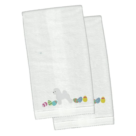 Bichon Frise Easter White Embroidered Plush Hand Towel Set of 2