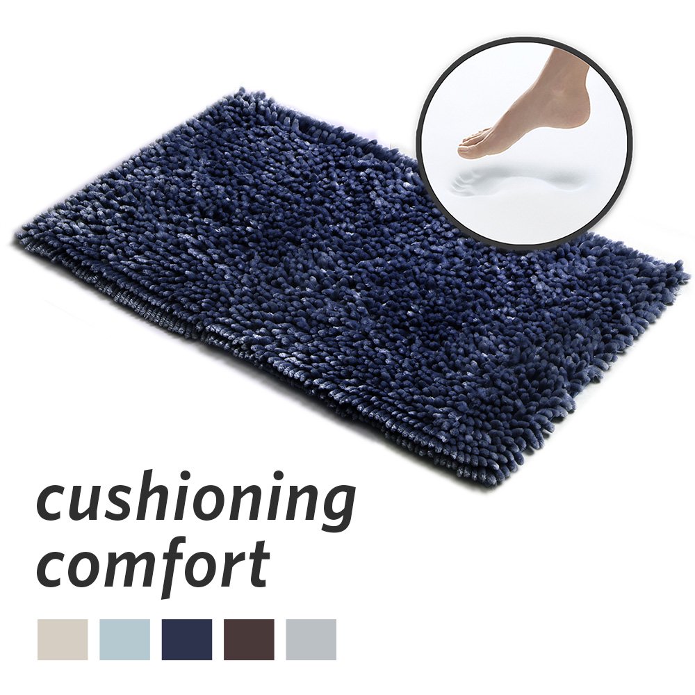 MICRODRY SoftGloss Shiny Absorbent Shag Chenille Memory Foam Bath Mat