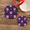 thumbnail image 2 of SKYSONIC Monster Cute Purple Pot Holders Trivets, 2 Pcs Heat Resistant Trivets,Halloween Boo Cotton Thread Weave Mats for Hot Pads Pans Pot Bowl Teapot for Kitchen Decor, 2 of 7