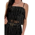 thumbnail image 6 of Women Sexy Sparkly 2 Piece Outfits Sets Sleeveless Fringe Crop Top Sequin Tassels Mini Skirt Outfits Y2K Clubwear, 6 of 6