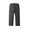 thumbnail image 4 of ABATAB Cotton Linen Pants for Women Wide Leg Lounge Cropped Trousers Drawstring Summer Beach Capri Trousers Outfits, 4 of 6